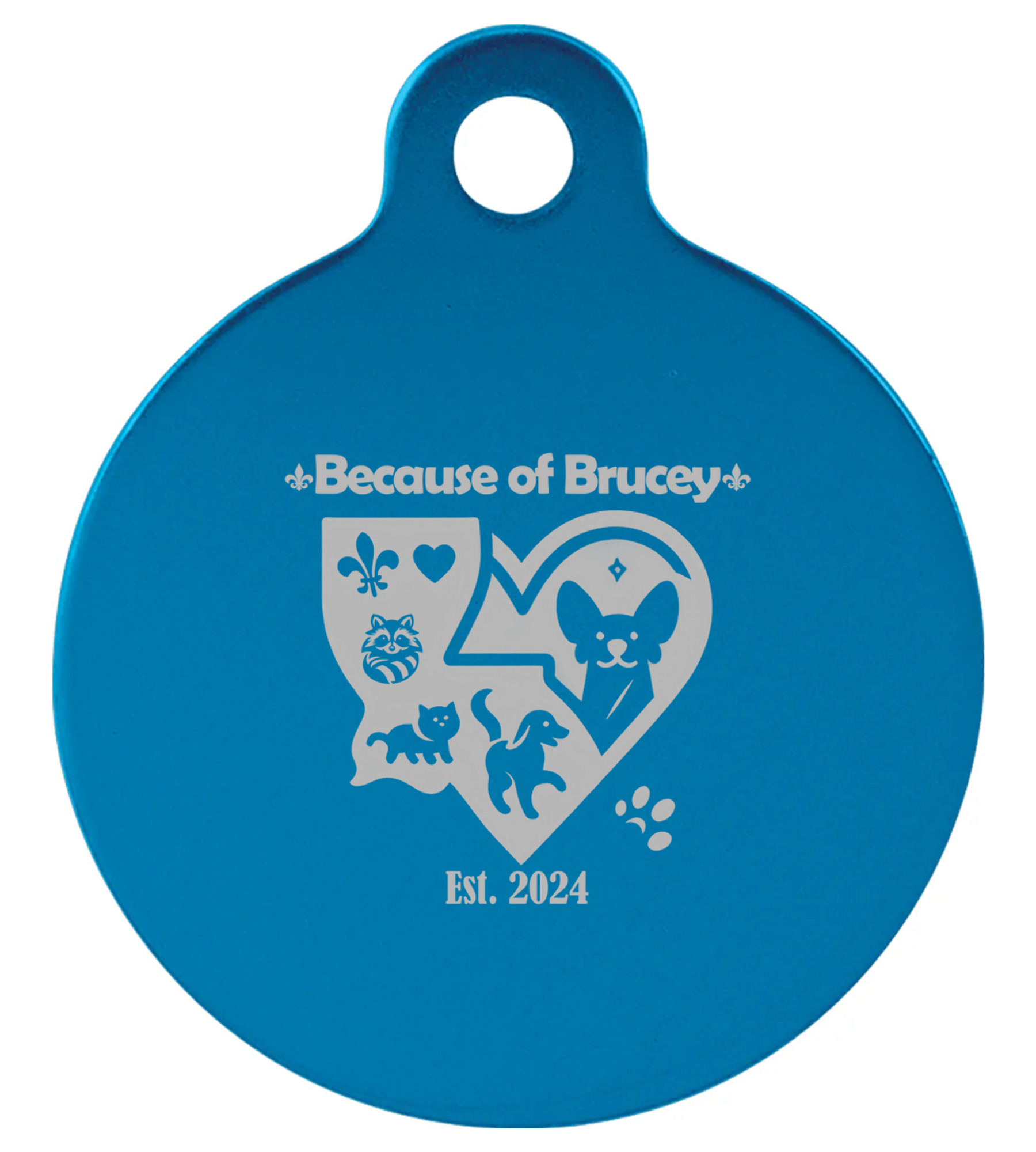 Anodized Aluminum Round Pet Tag with Tab